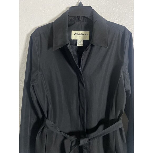 Eddie Bauer Womens Belted Black Polyester Trench Coat Size Medium - Picture 8 of 16